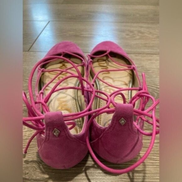 Sam Edelman Leather Balletcore Lace Up Boho Pink Colorful Beachy Flats - Picture 8 of 11